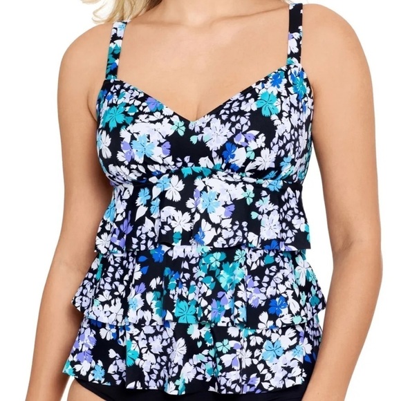 Swim Solutions Other - Swim Solutions $72 Dancing Queen Triple Tiered Tankini Swim Top Size 8